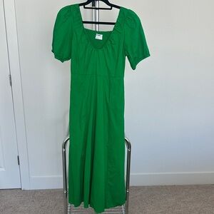 Old Navy Green Puff-Sleeve Midi Dress